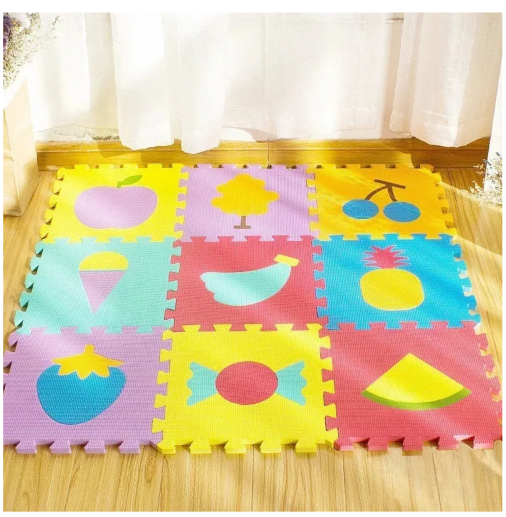 20 Piezas Para Piso Foamy Tapete Didáctico Gateo Bebe Juegos Frutas