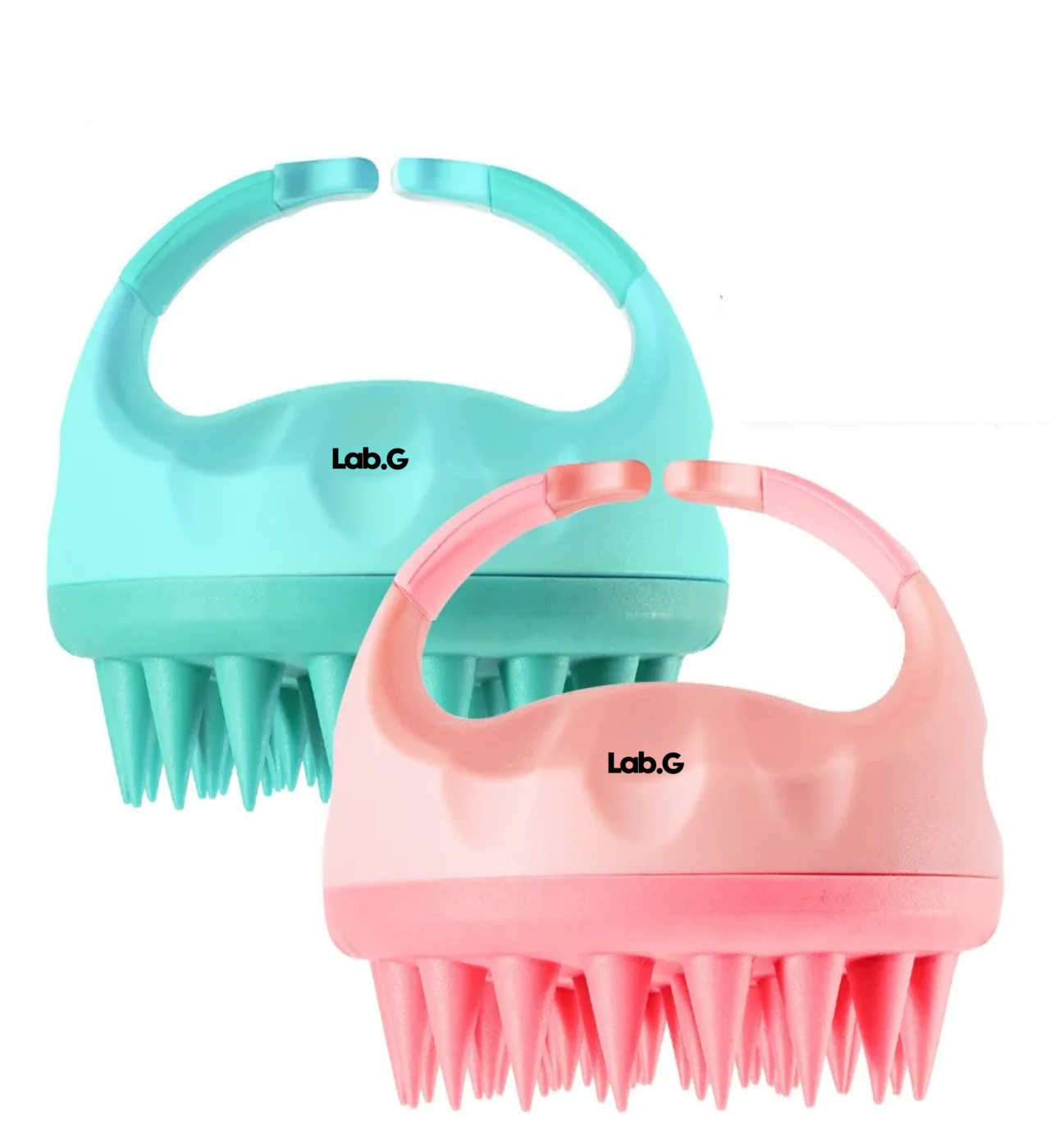 Masajeador De Cuero Cabelludo, 2 Cepillos  Verde y Rosa