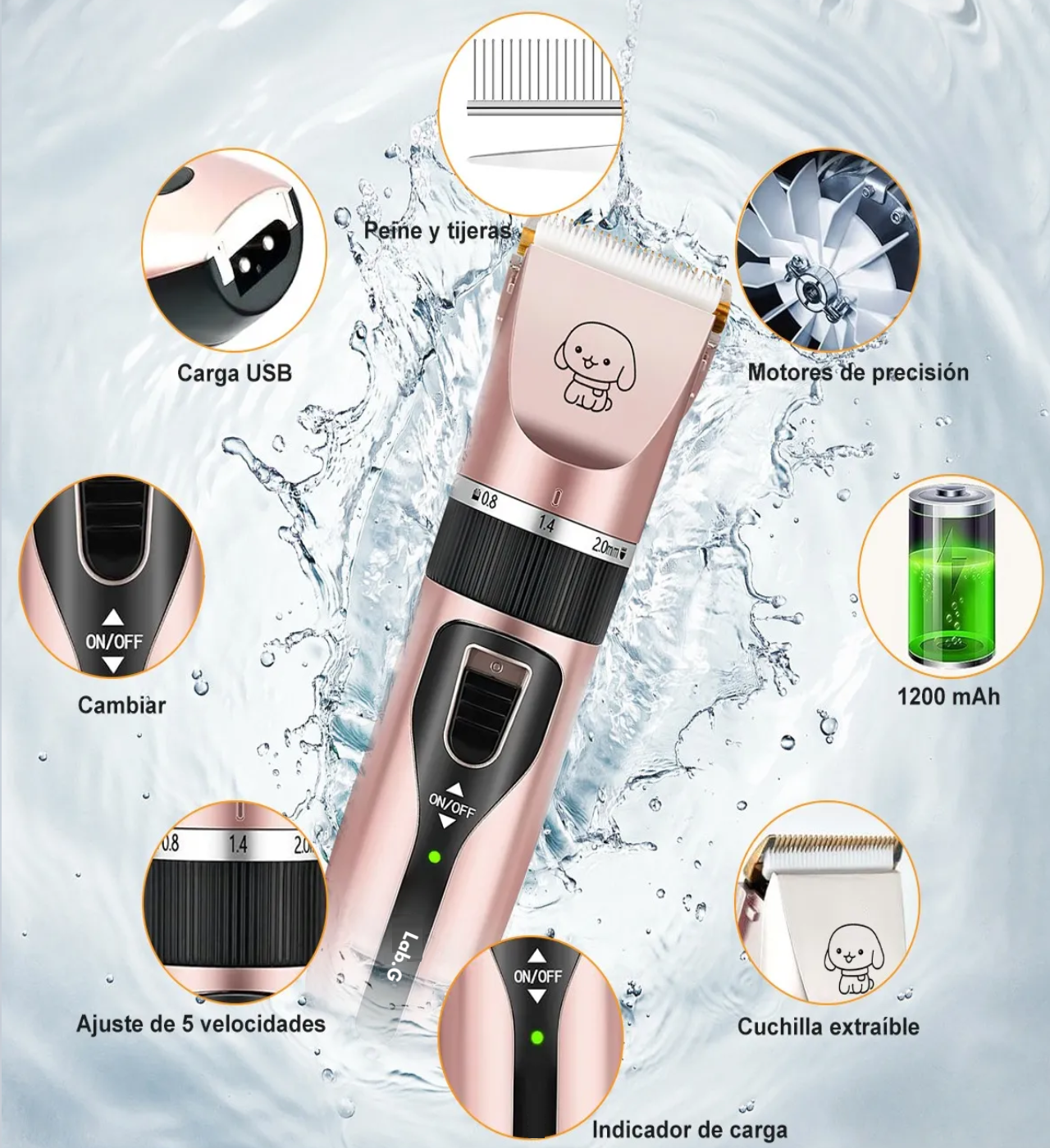 Eléctrico Clipper Para Perros Y Gatos De Cuchillo De Pies Rosa