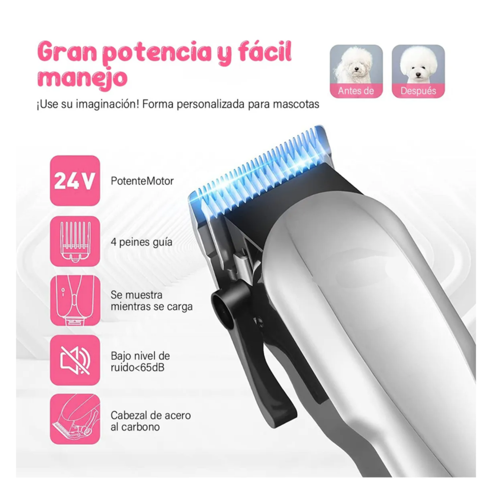 Maquina Cortador Rasurador Profesional Pelo Perro Silenciosa Gris