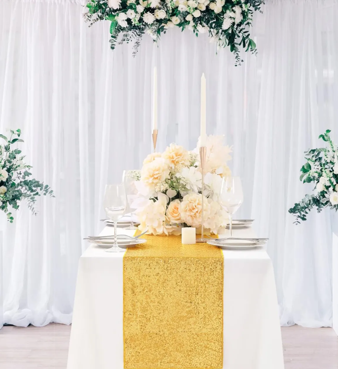 Camino De Mesa Con Lentejuelas 10 pzs Dorado