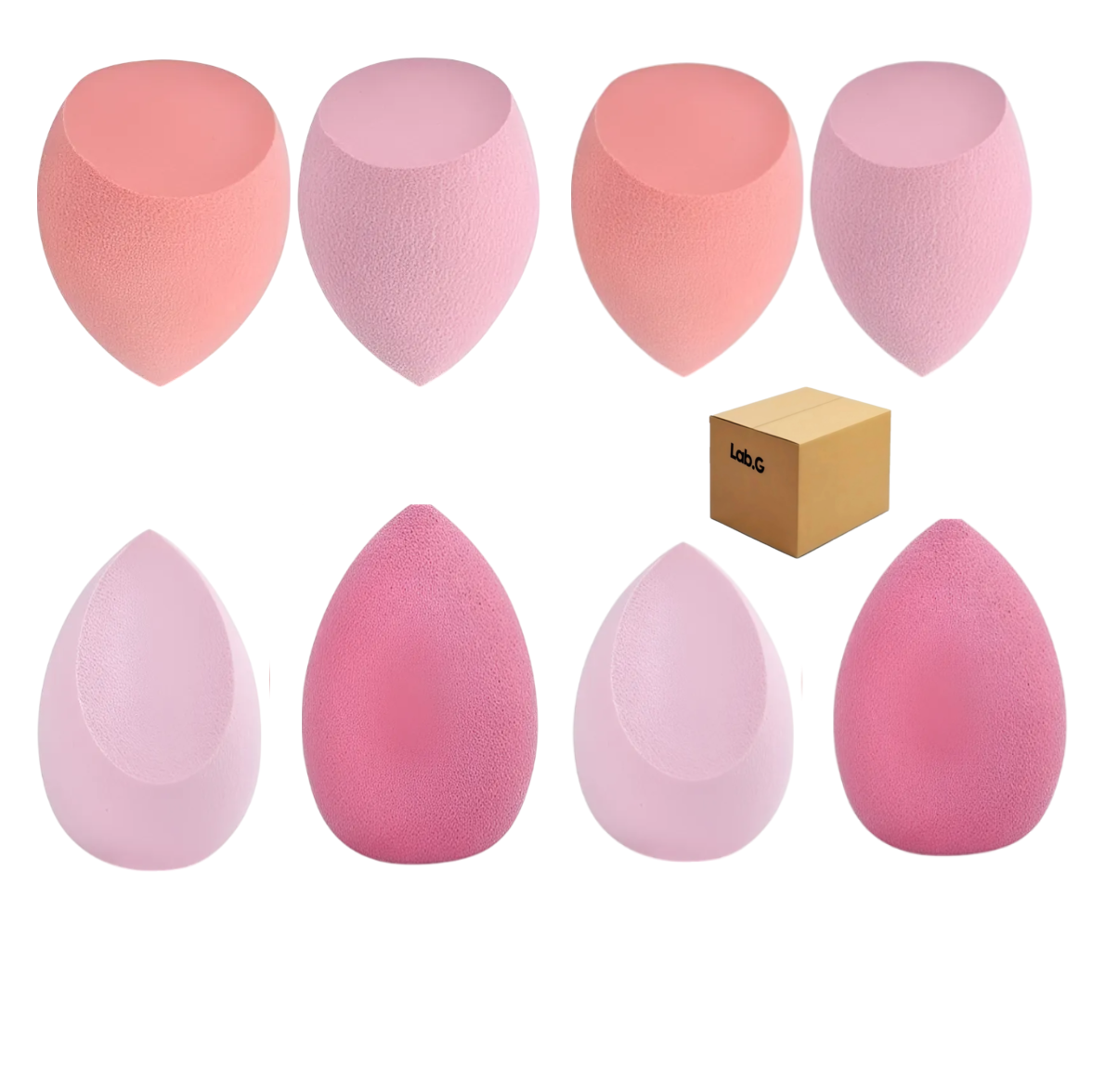 Kit Esponja De Maquillaje Caja De 8 Piezas Rosa