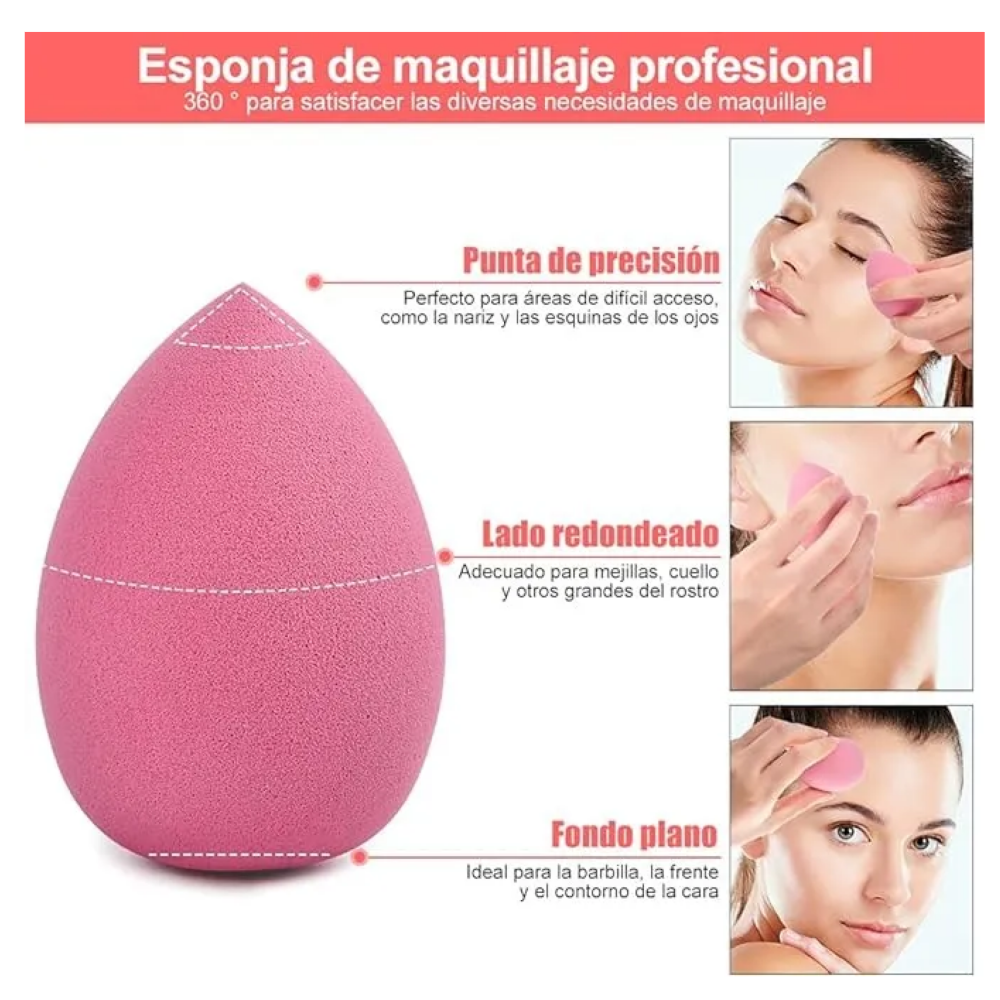 Kit Esponja De Maquillaje Caja De 8 Piezas Rosa