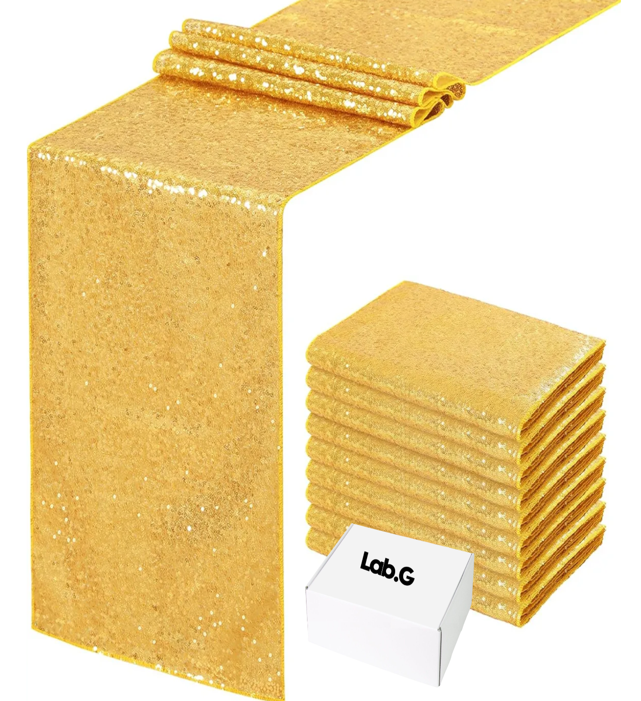 Camino De Mesa Con Lentejuelas 10 pzs Dorado