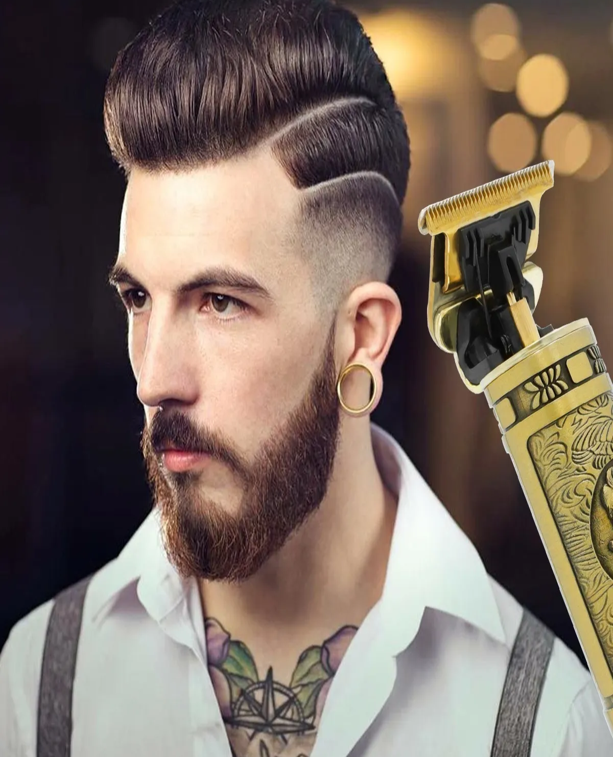 Rasuradora Inalámbrica Recargable Kit Cortadora Profesional dorada21790