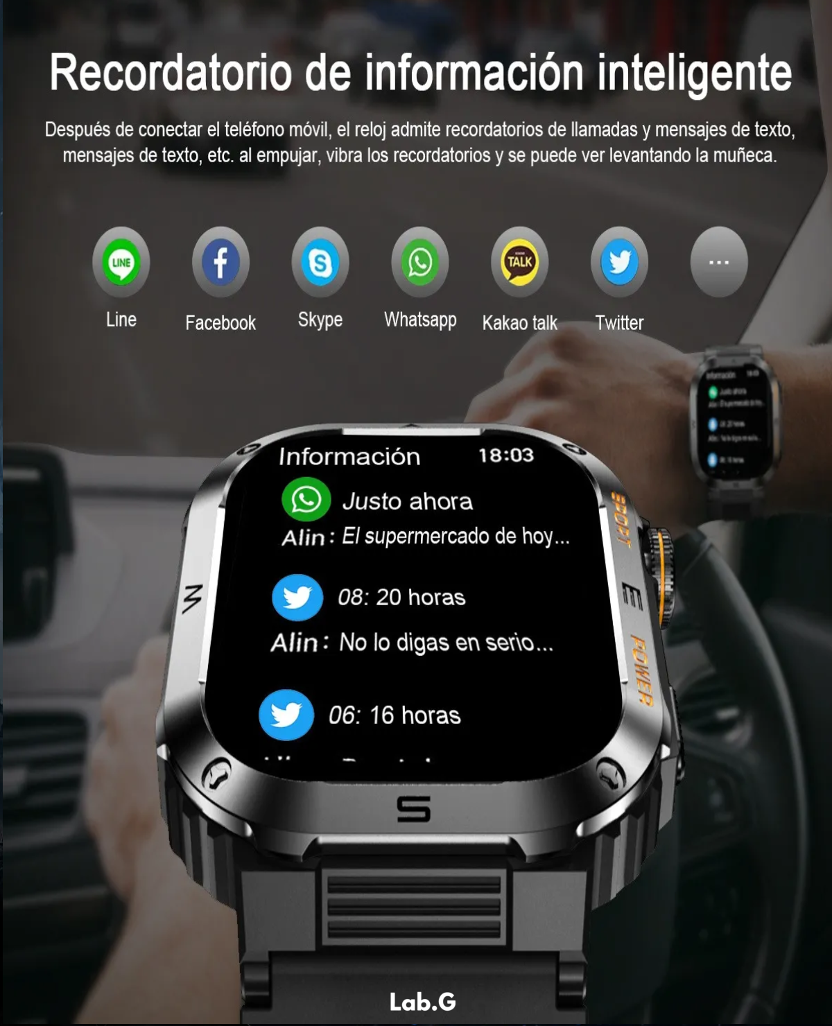 Reloj Inteligente Hombre Militar Impermeable Bluetooth Call negro