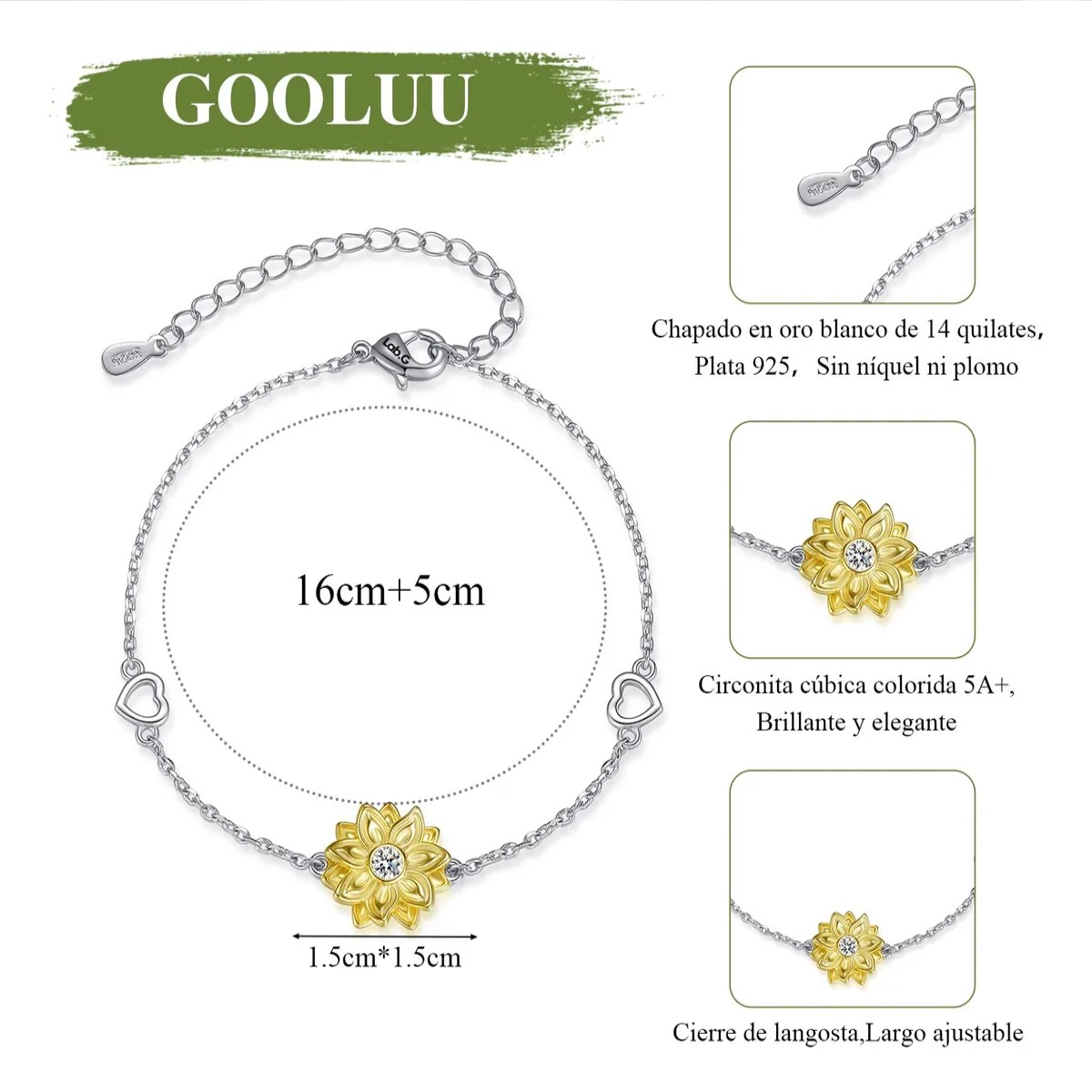 Pendient De Plata De Ley 925 Con Temperamento De Girasol, Joyería