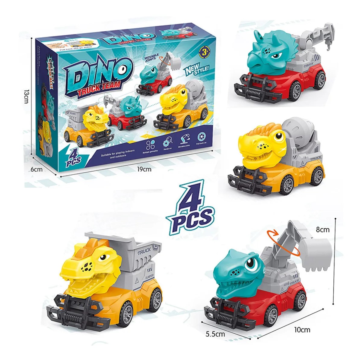 3 Coches De Juguete Press-and-Go De Dinosaurio Para Bebés Y Niños Pequeños - Sin Pilas, Distancia 4-5m, Incluye Silbato (1-3 Años 3 Coches De Juguete Press-and-Go De Dinosaurio Para Bebés Y Niños Pequeños - Sin Pilas, Distancia 4-5m, Incluye Silbato (1-3 Años
