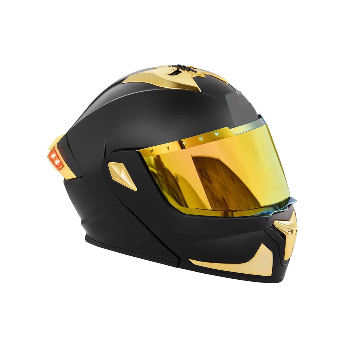 Casco Sleek De Moto Abatible En Oro Mate Con Luz Negro AMARILLO TALLA L