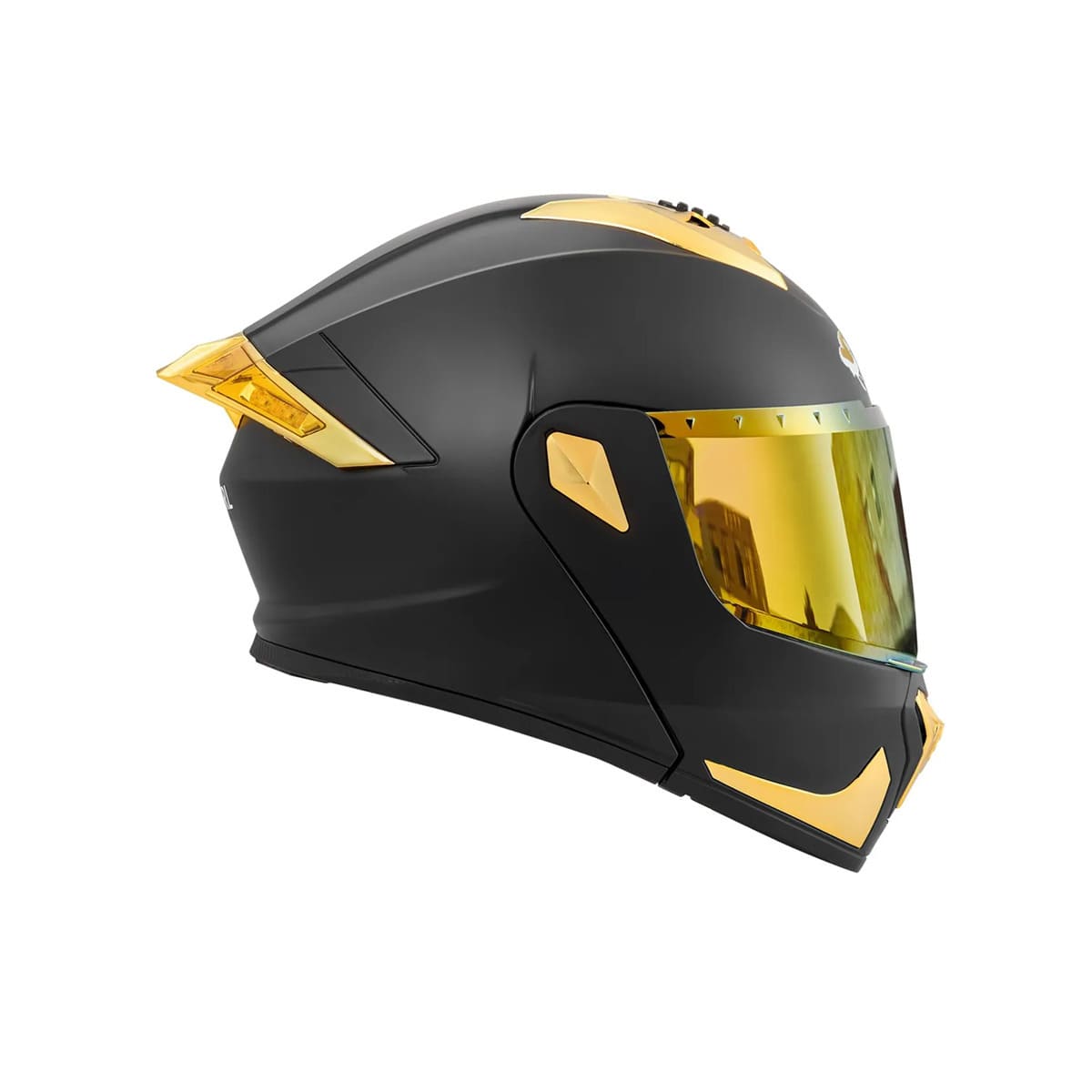 Casco Sleek De Moto Abatible En Oro Mate Con Luz Negro AMARILLO TALLA L