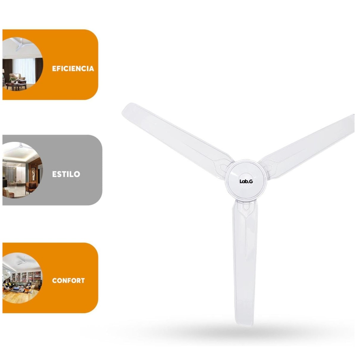 Ventilador Techo Abanico Moderno Aspas Metálicas Hogar blanco