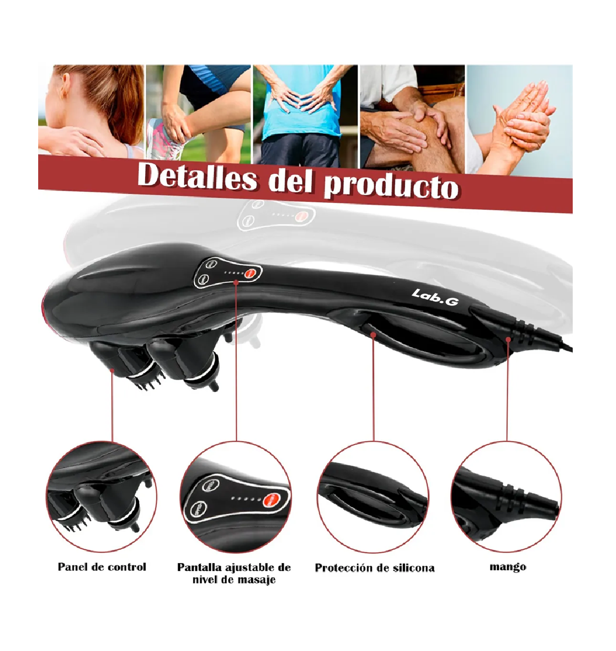 Masajeadores Eléctricos, Pistola De Masaje Maquina De Masaje Negro