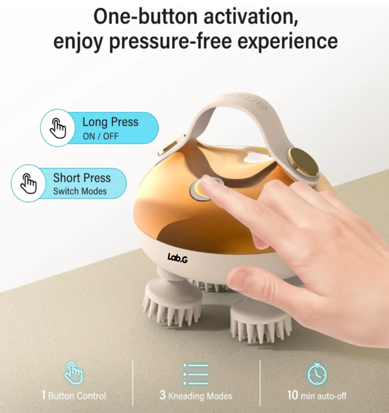 Masajeador De Cuero Cabelludo Impermeable Portátil Dorado  Blanco