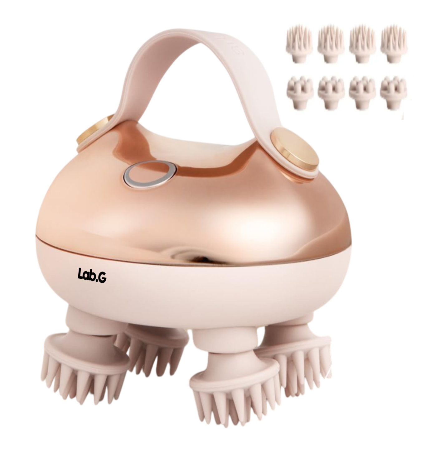 Masajeador De Cuero Cabelludo Impermeable Portátil Dorado  Blanco