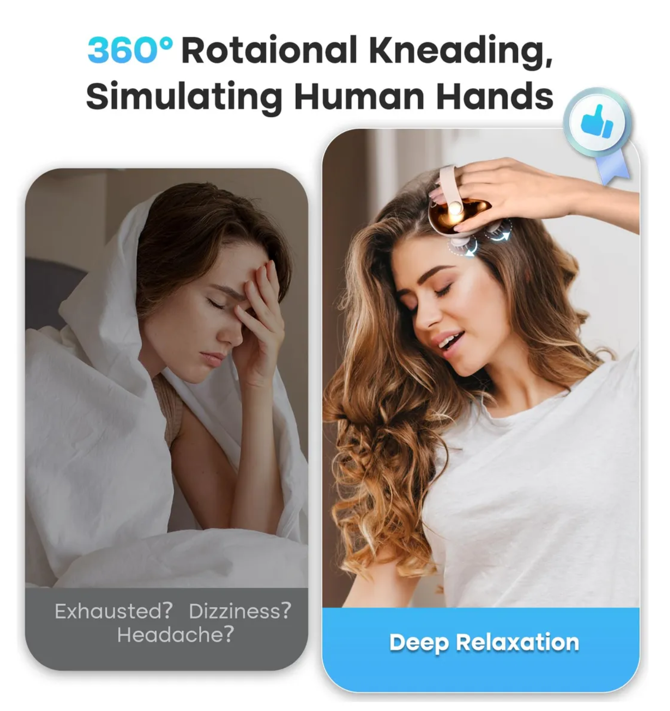 Masajeador De Cuero Cabelludo Impermeable Portátil Dorado  Blanco