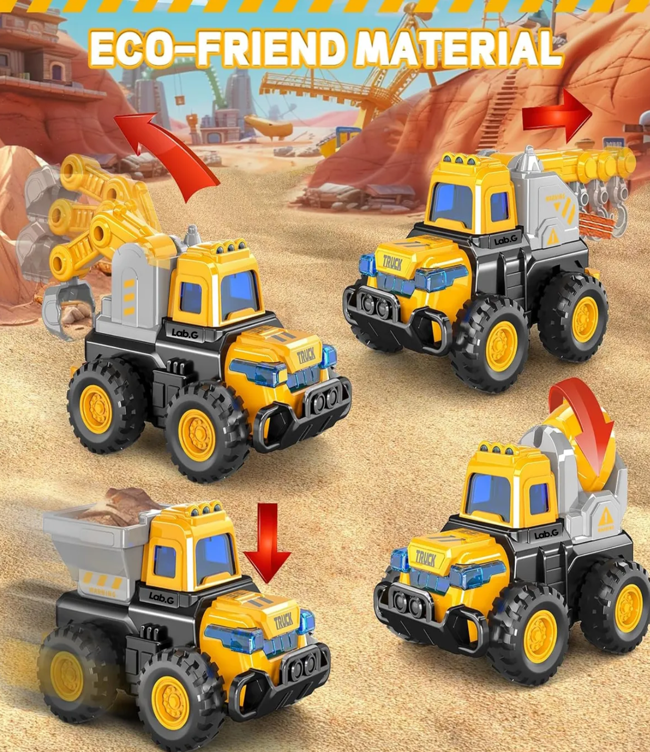 Coche De Juguete 4pcs Amarillo Negro