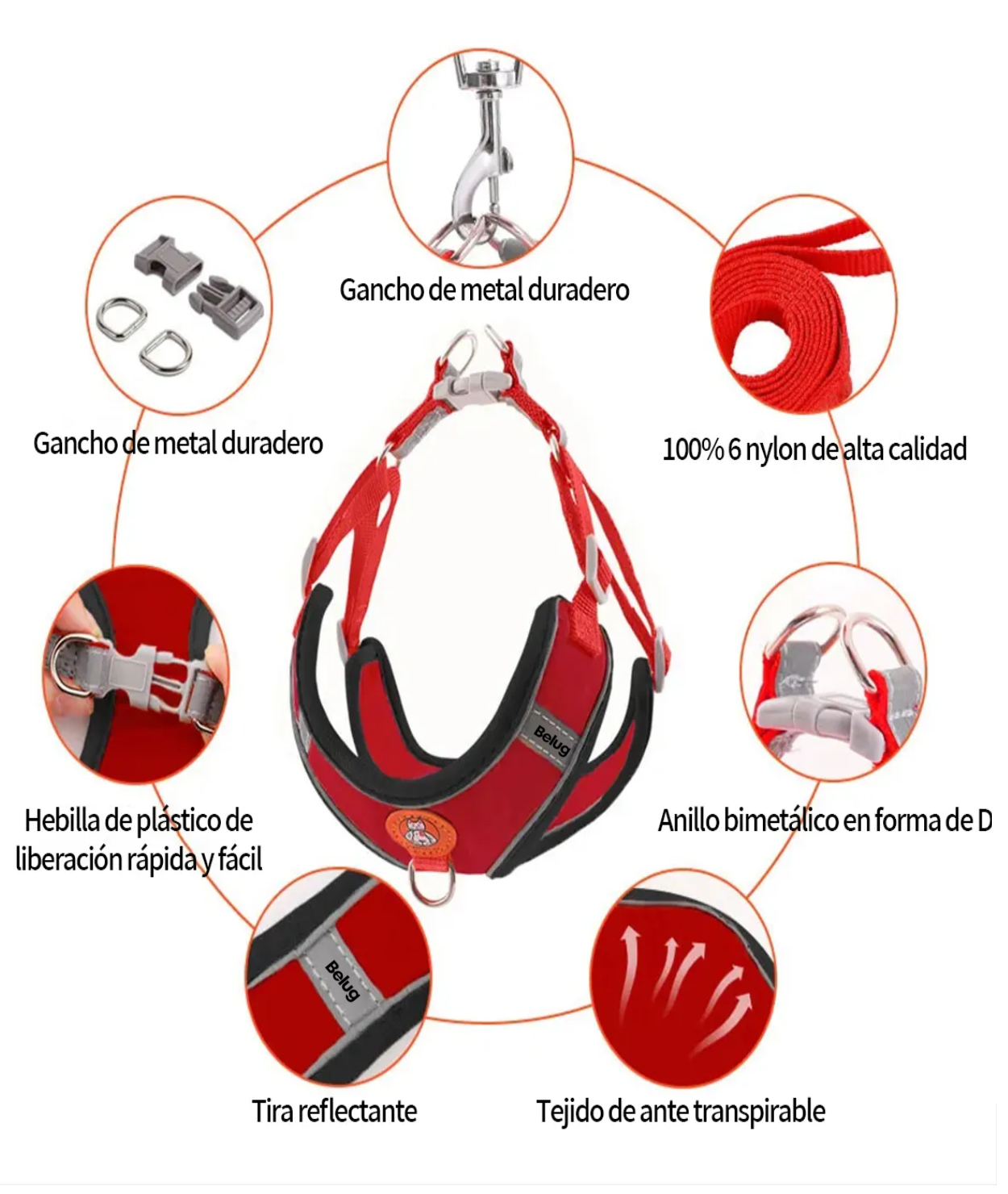 Pechera Arnés Con Bandas Azul Agua1 talla L