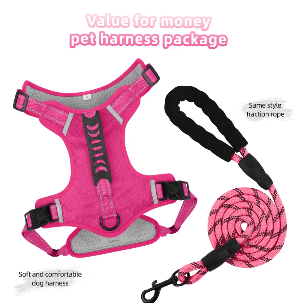 Pechera Arnés De Seguridad Para Perro Fucsia talla S