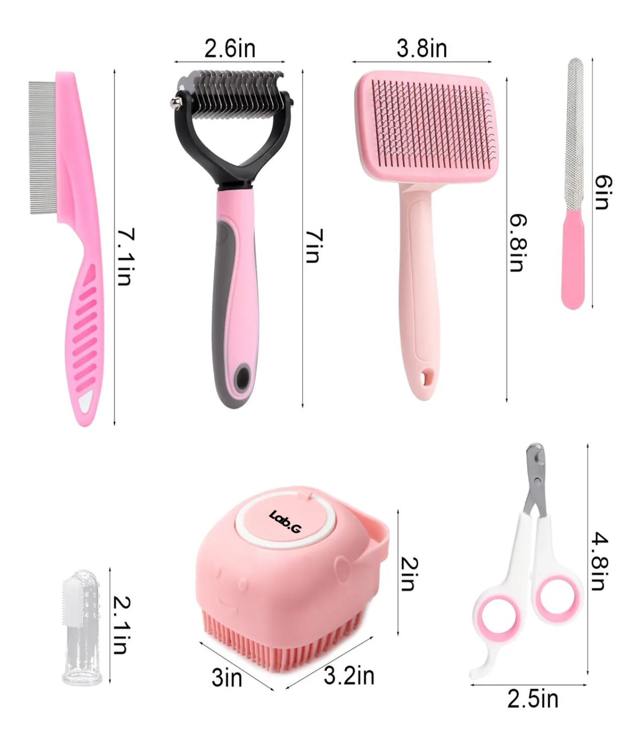 Kit 10 Pz De Aseo Macotas Rosa Blanco