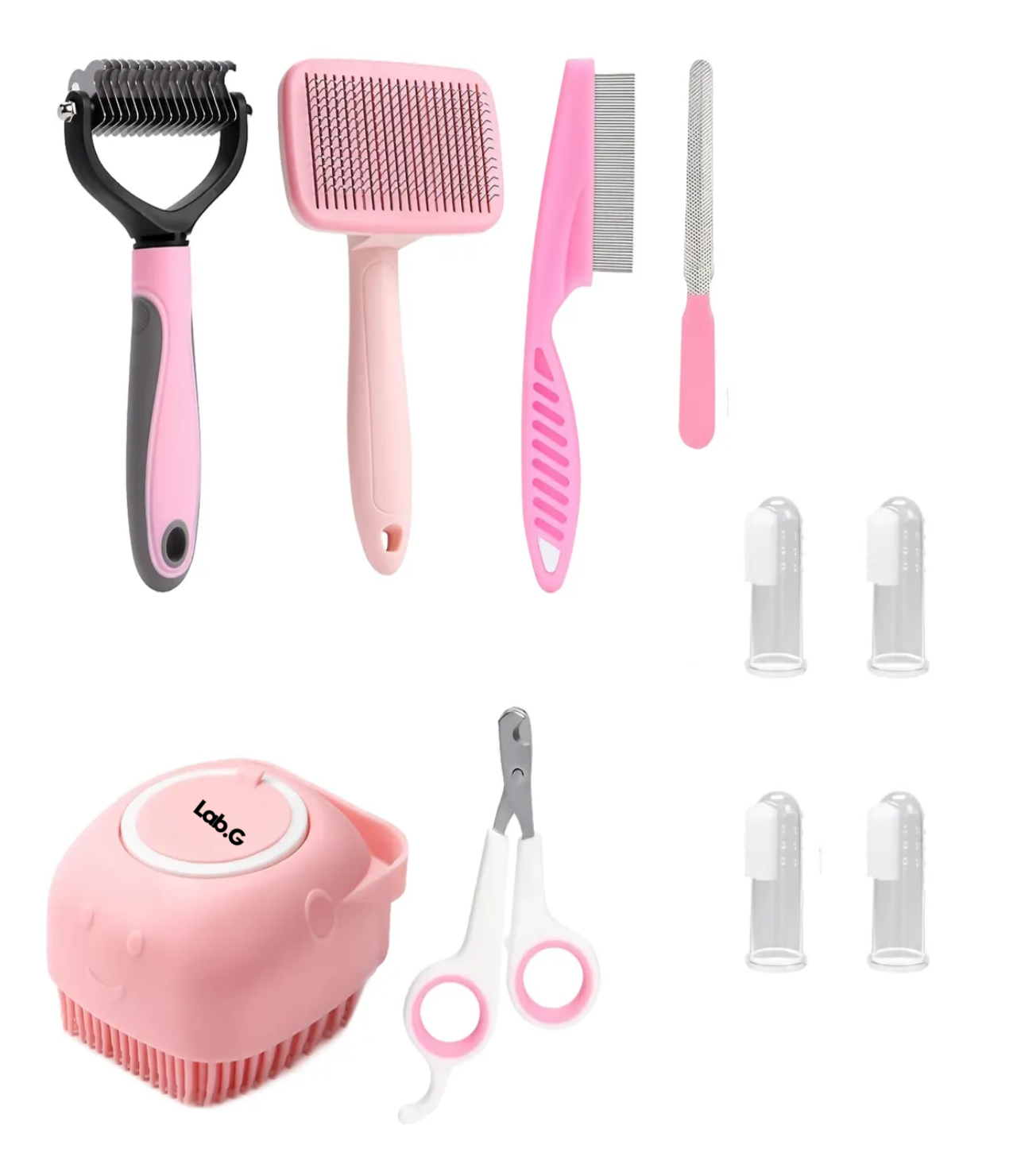 Kit 10 Pz De Aseo Macotas Rosa Blanco