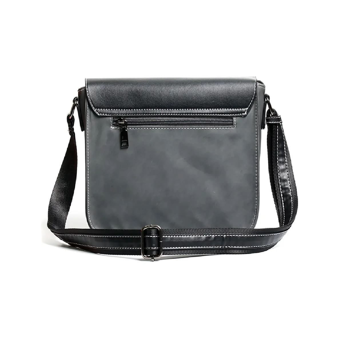 Bolso Mensajero De Cuero De  gris