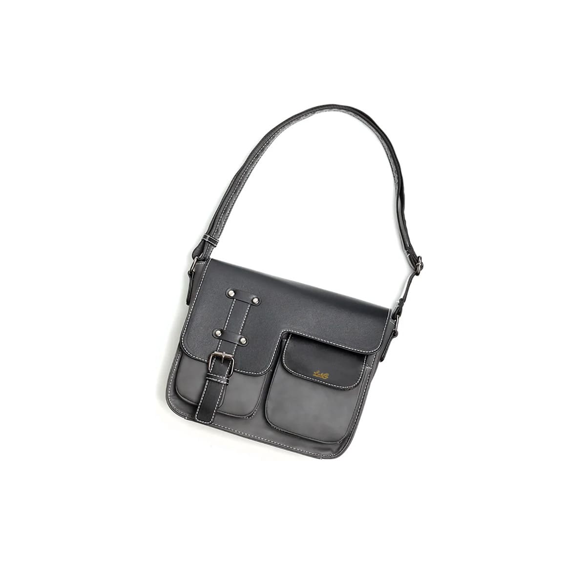 Bolso Mensajero De Cuero De  gris
