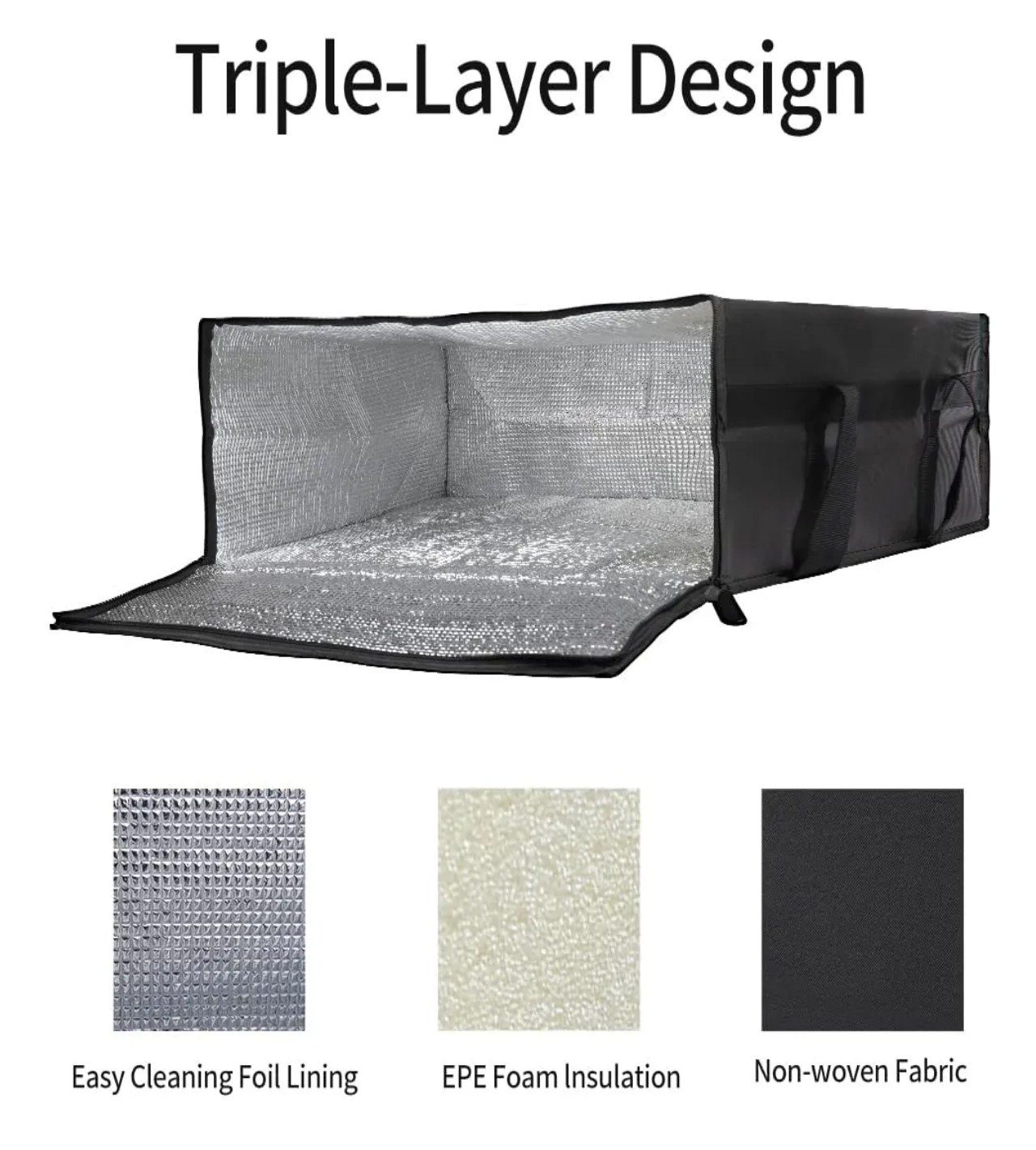 Bolsas De Pizza Para Entrega 50*50*15cm Negra