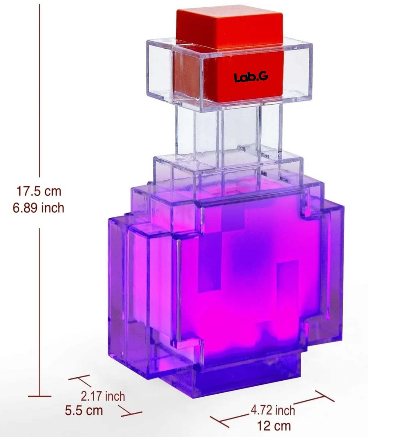 Lámpara Recargable Minecraft blanco transprente tapa cafe 