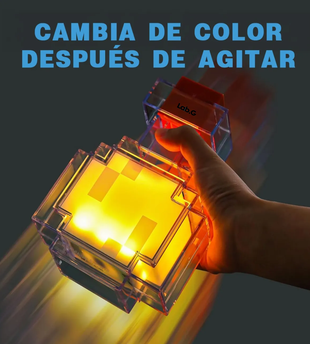 Lámpara Recargable Minecraft blanco transprente tapa cafe 