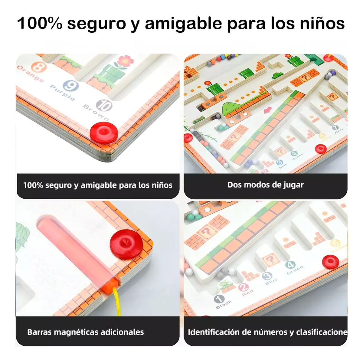 Laberinto De Madera Juguetes67PZ Magnéticos Colores