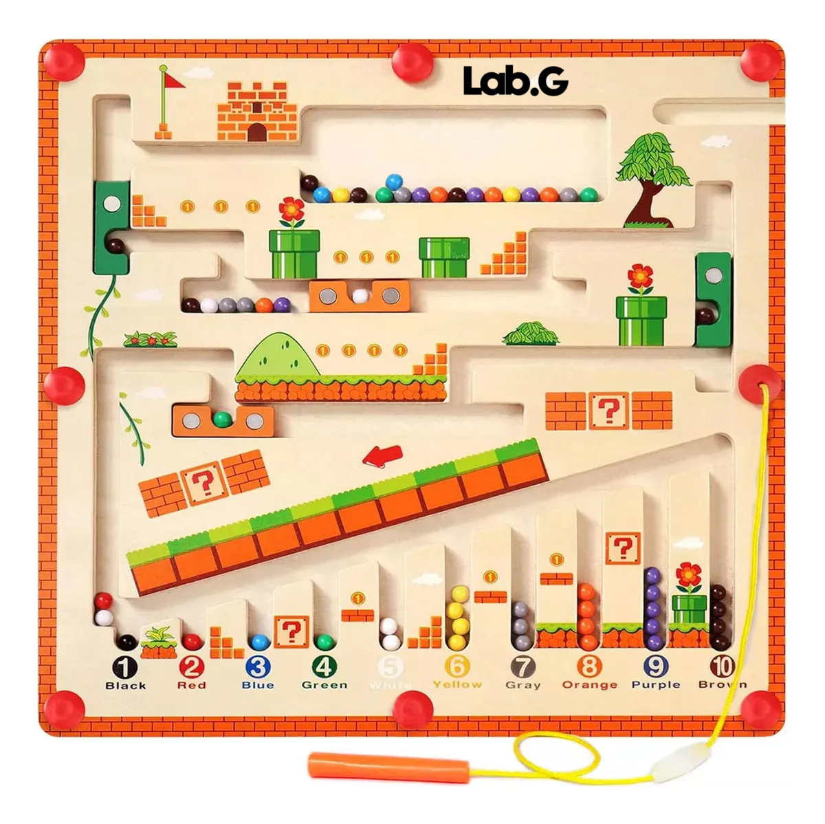 Laberinto De Madera Juguetes67PZ Magnéticos Colores