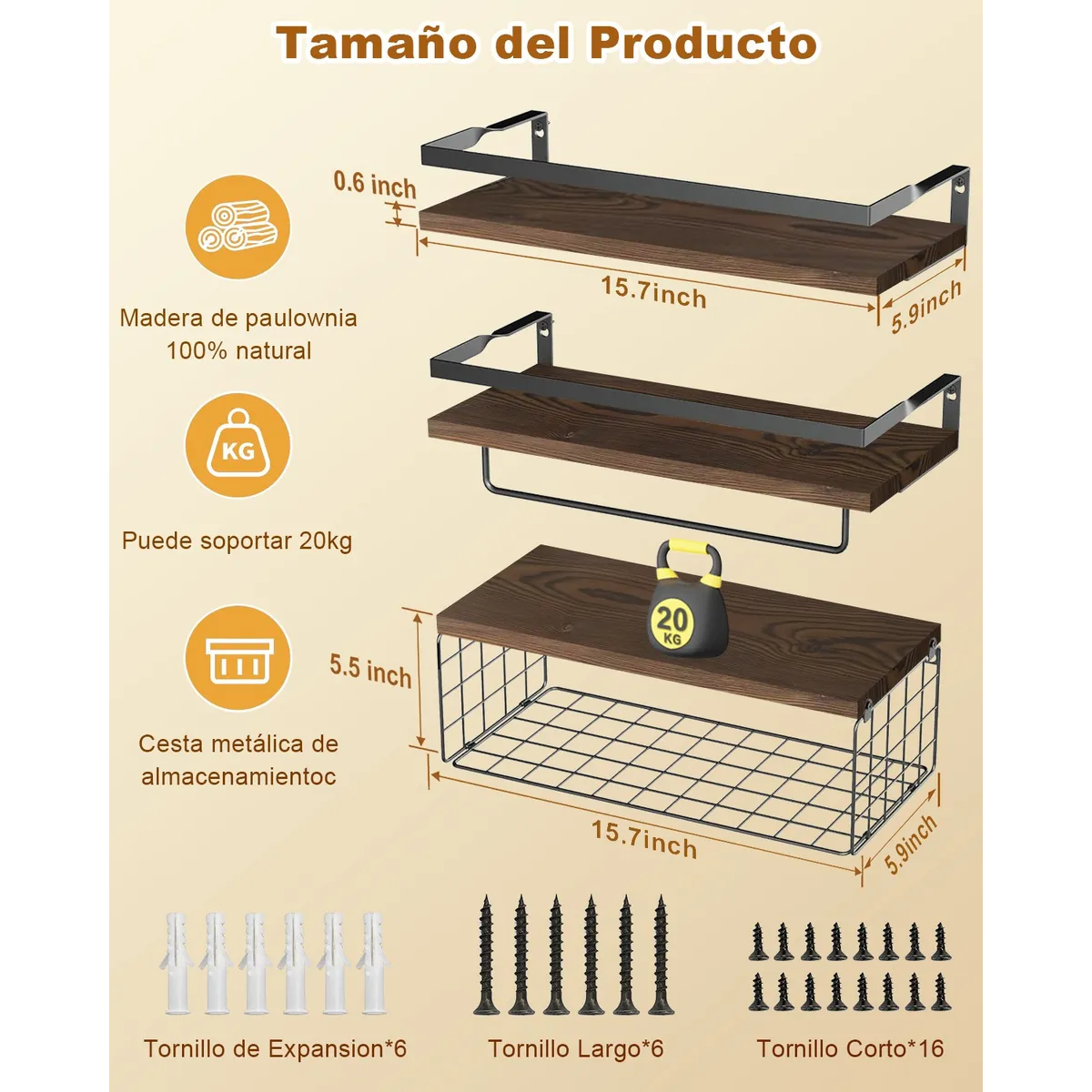Repisas Flotantes Madera Modernas Estantes Baño Marron Oscuro 