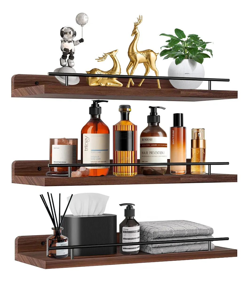 Repisas Flotantes Madera Estantes 3pcs Marron Oscuro 