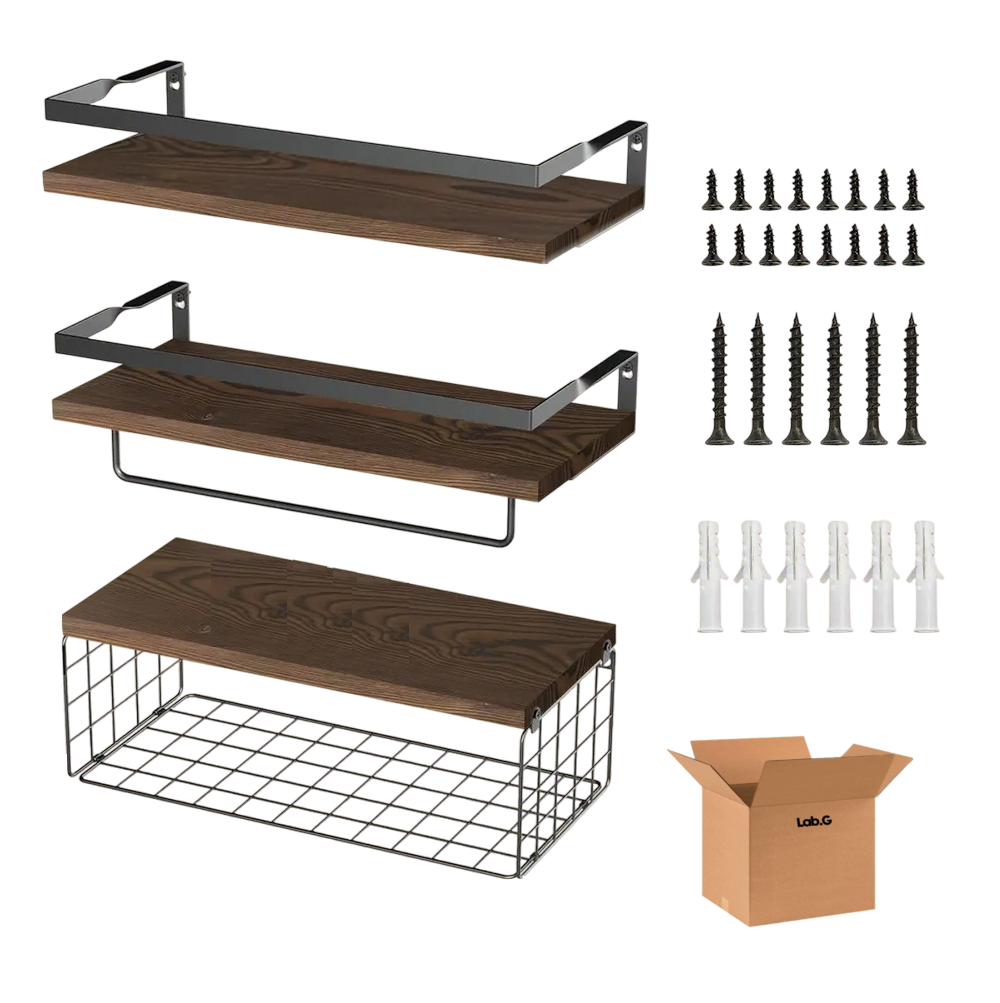 Repisas Flotantes Madera Modernas Estantes Baño Marron Oscuro 