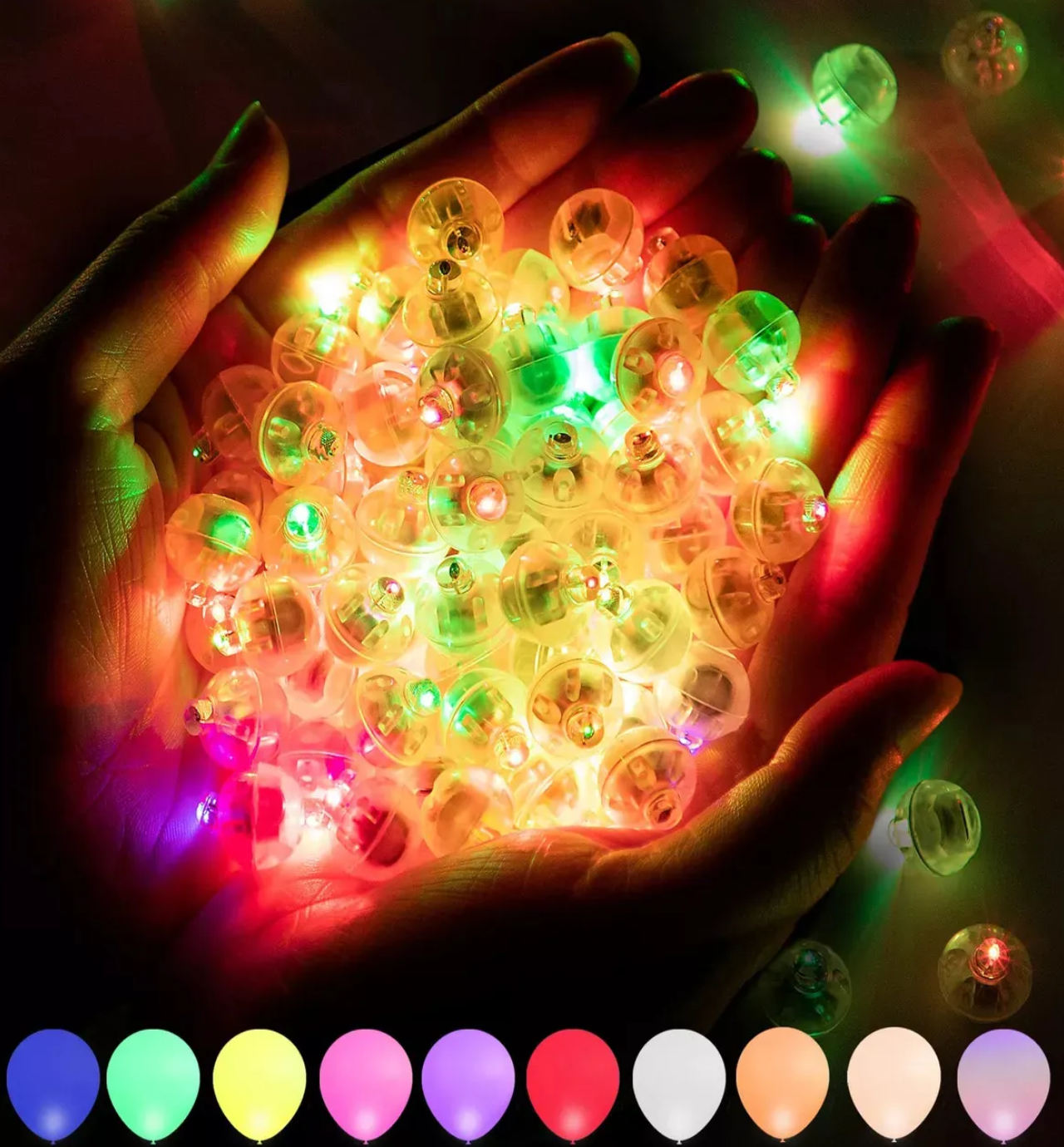 100 Piezas De Luces Led For Bebidas Con Forma De Globo Redo Blanco Colores