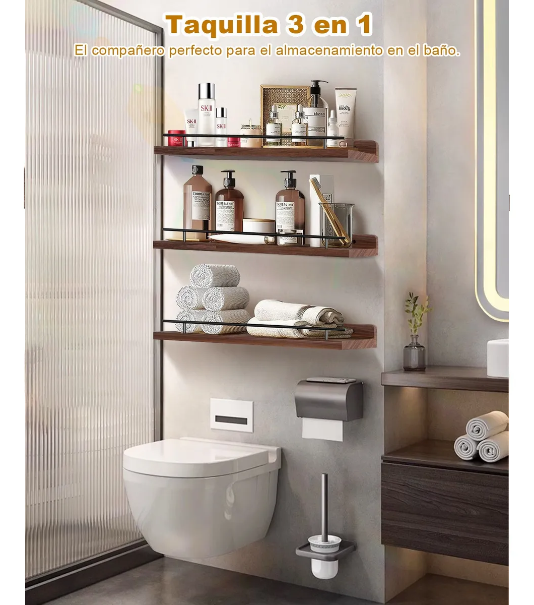 Repisas Flotantes Madera Estantes 3pcs Marron Oscuro 