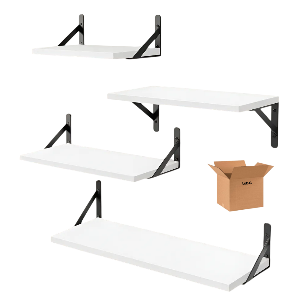 Repisas Flotantes Madera Modernas Estantes Baño Topon 4 Pzs Blanco 