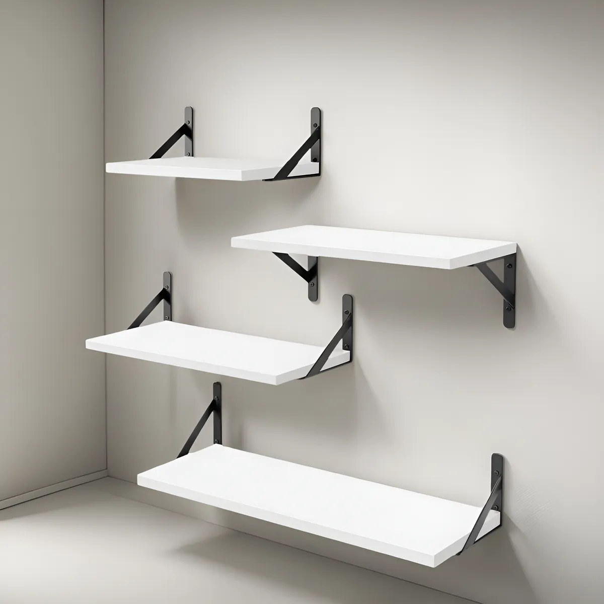 Repisas Flotantes Madera Modernas Estantes Baño Topon 4 Pzs Blanco 