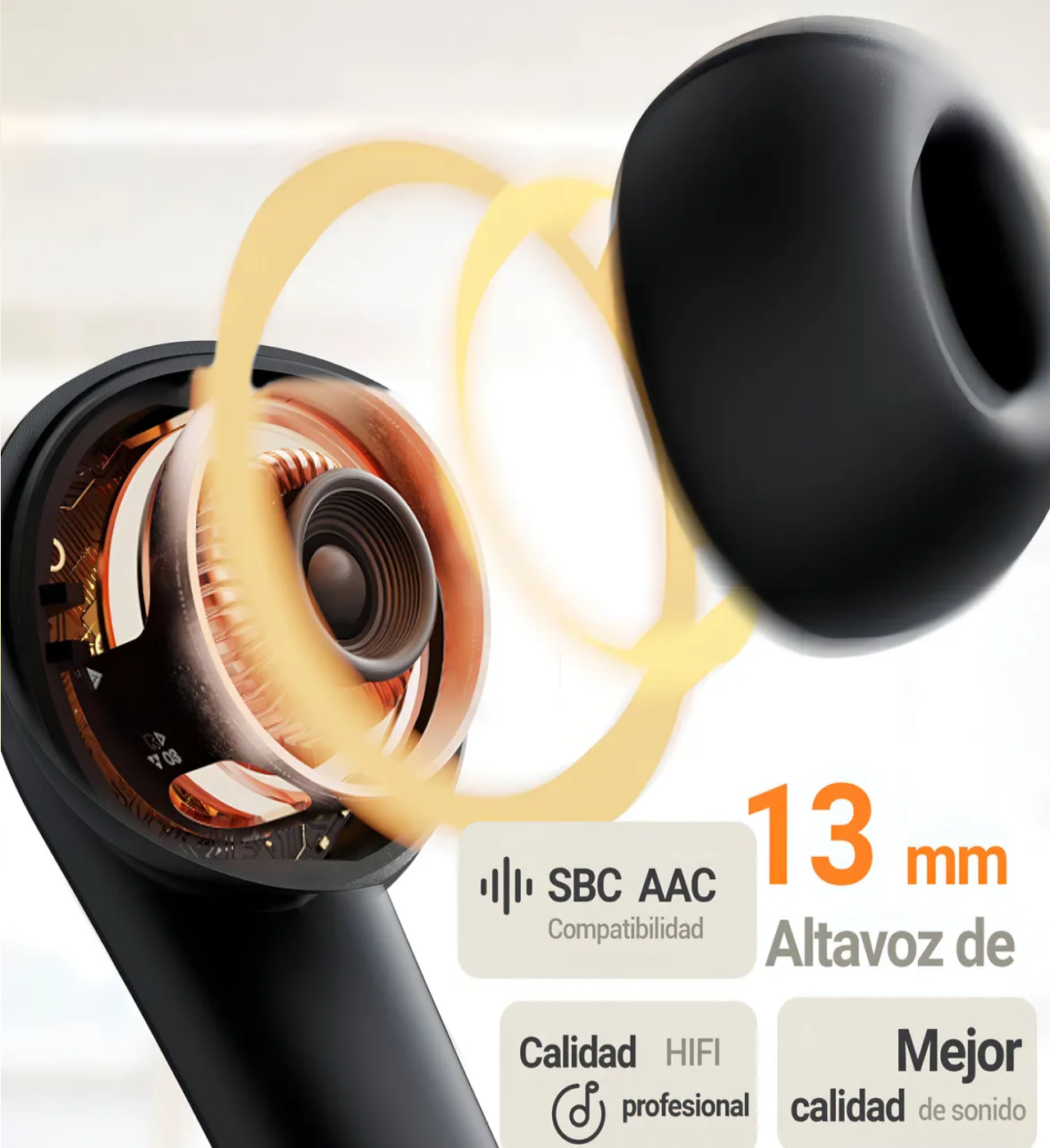 Audífonos Inalámbricos Bluetooth Dorado
