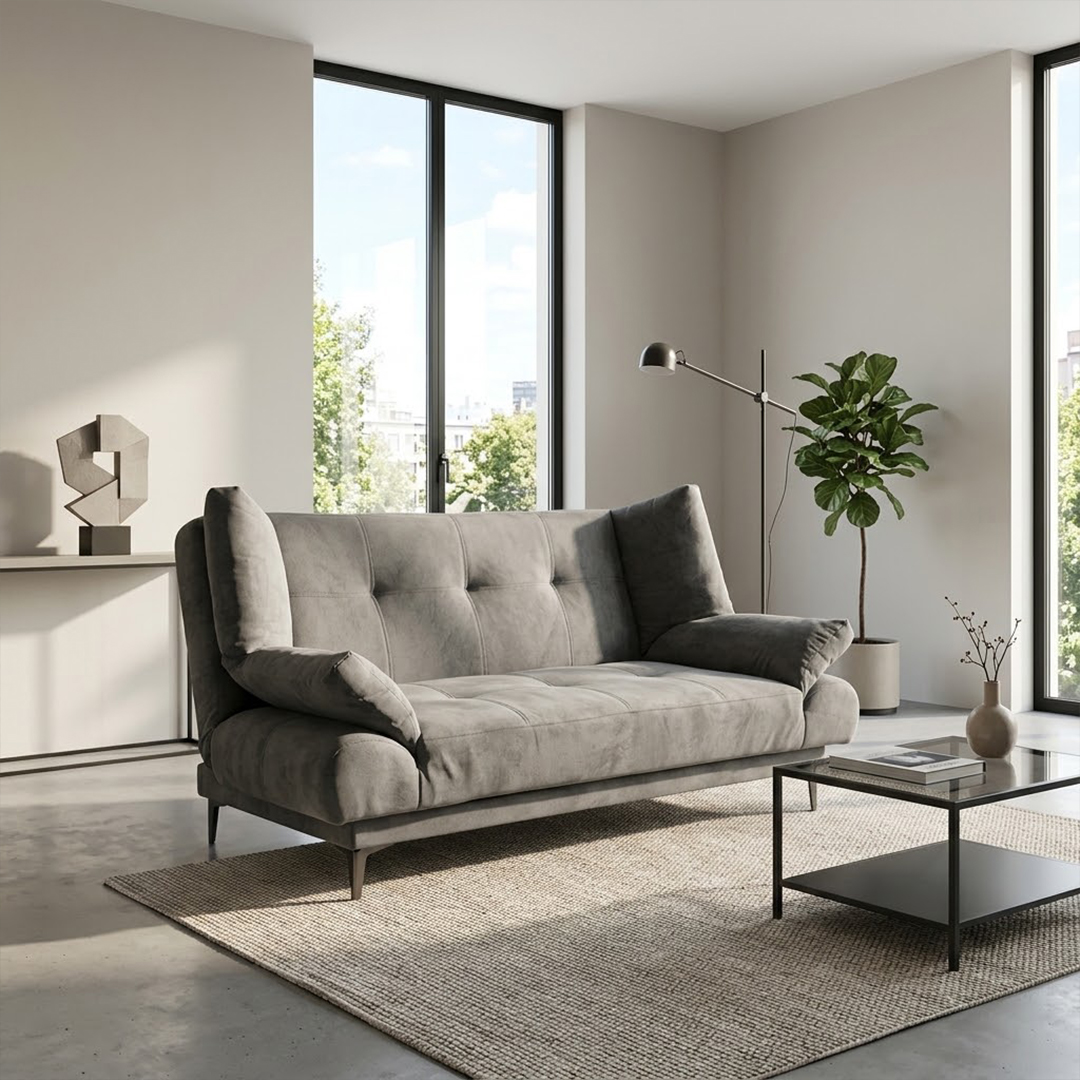 Sofá Cama Polanco 2 Plazas Contemporáneo Gris 3 Posiciones Muebles R21