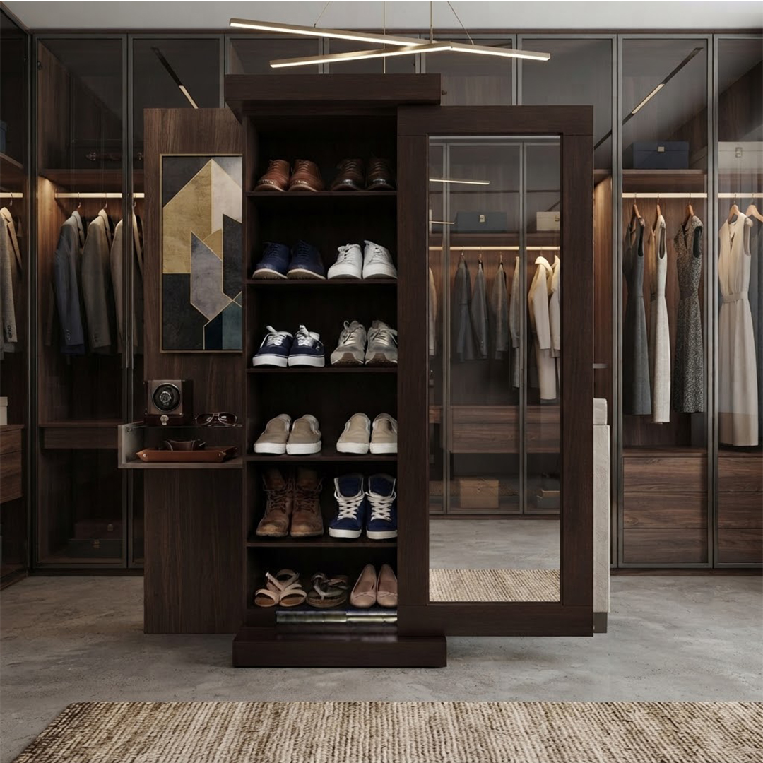 Zapatera closet organizador espejo de cuerpo completo multifuncional Nogal Eko Muebles R21