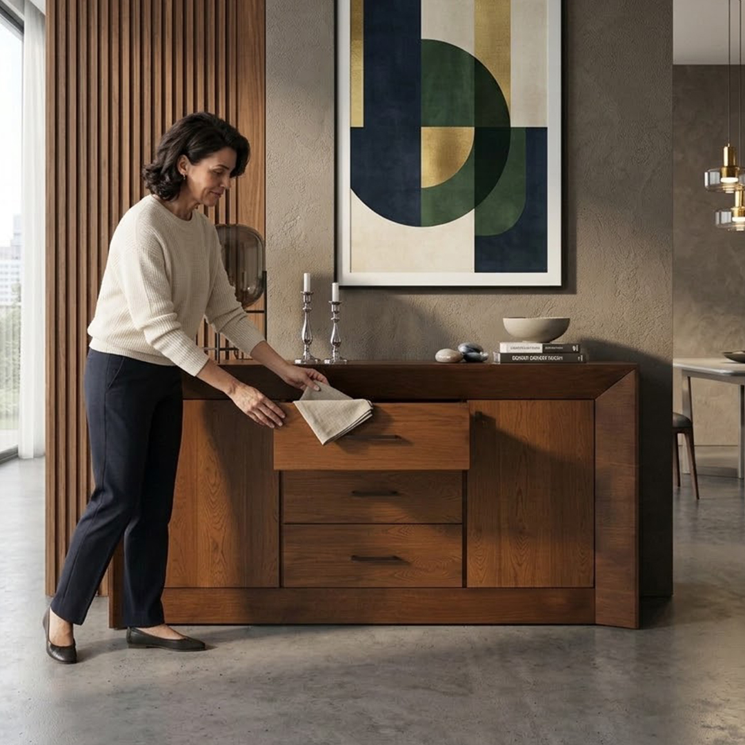 Bufetera Chapa Con Puertas Laterales Y Cajones Centrales Muebles R21