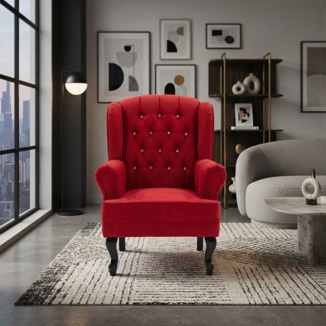 Sillón Individual Vintage Moderno Color Rojo 1 Plaza Muebles R21