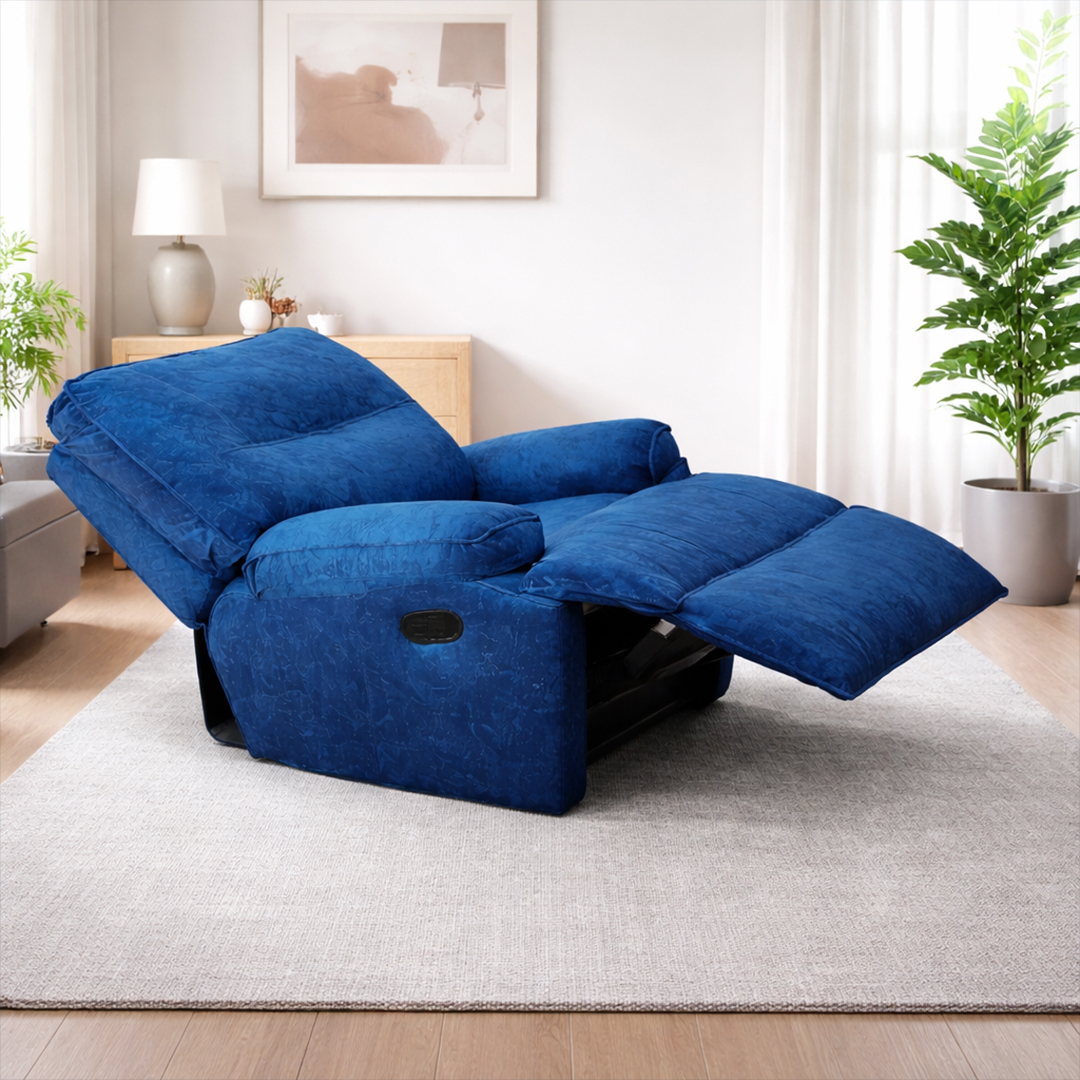 Sillón Reclinable Reck Moderno Color Azul 1 Plaza Muebles R21