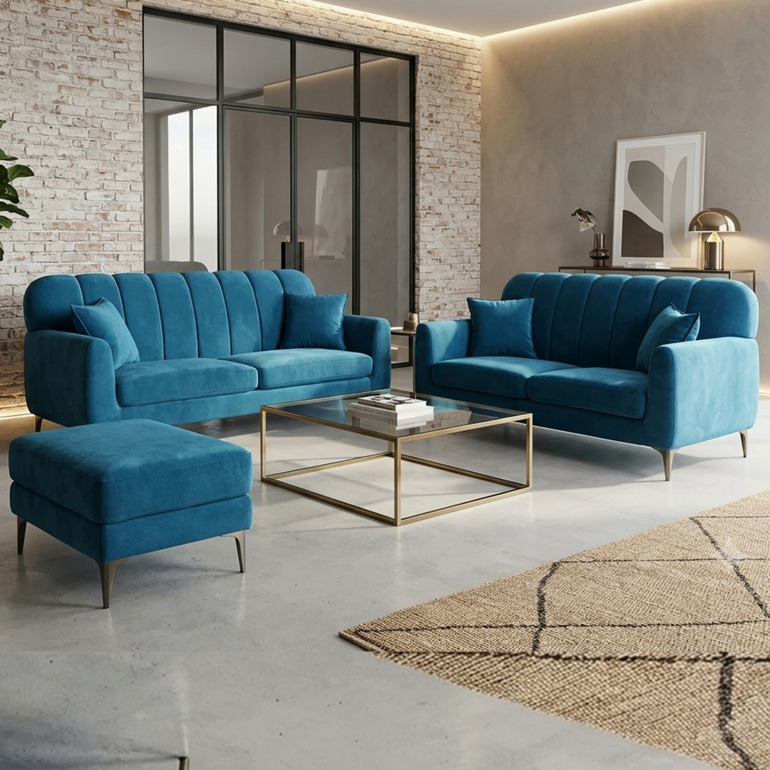Sala Moderna Galia de 3 Piezas – Sofá, Love Seat y Taburete