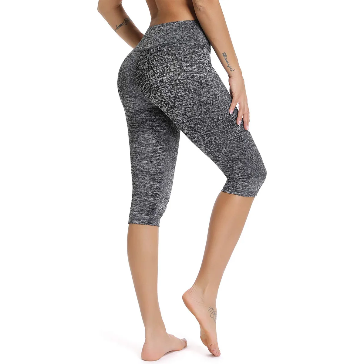 Leggings Colombianas Deportivas De Licra Con Bolsillo 2 Pzs. Negro/Gris Talla: XXL