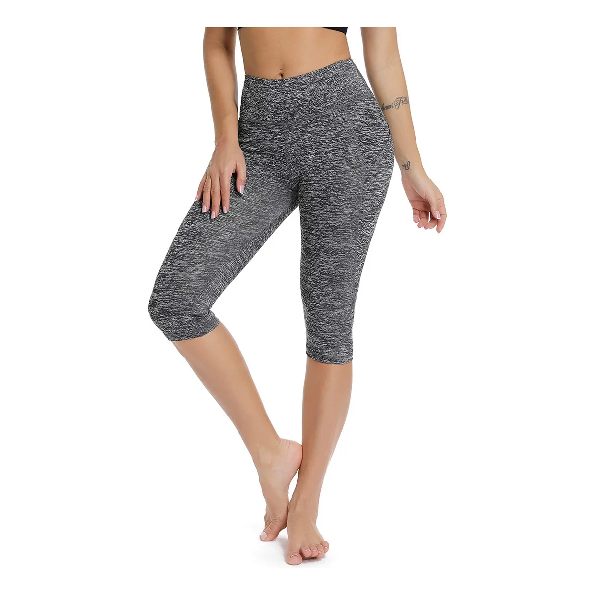 Leggings Colombianas Deportivas De Licra Con Bolsillo 2 Pzs. Negro/Gris Talla: XXL