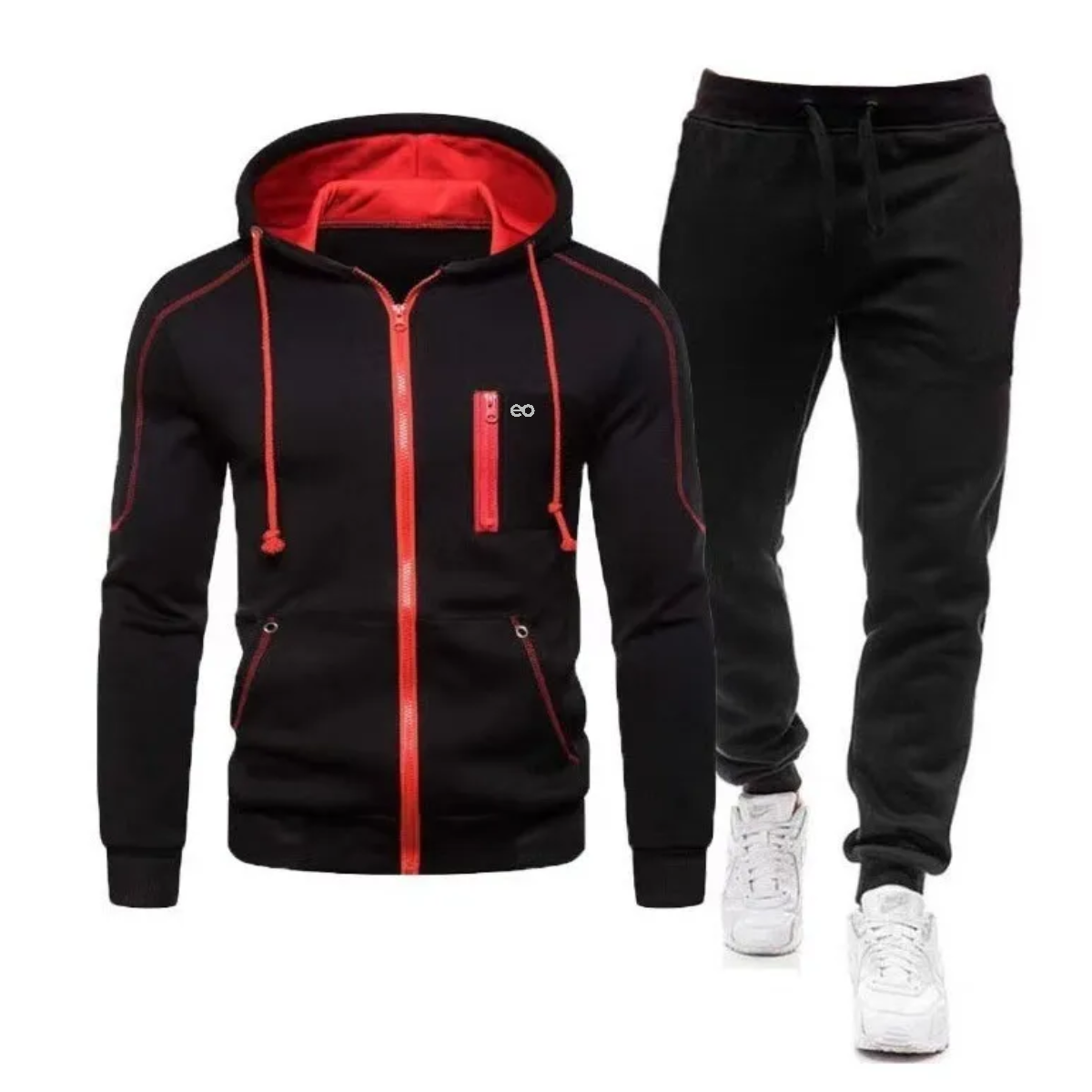 Conjunto De Pants Con Sudadera Hombre Con Capucha Color: Negro
