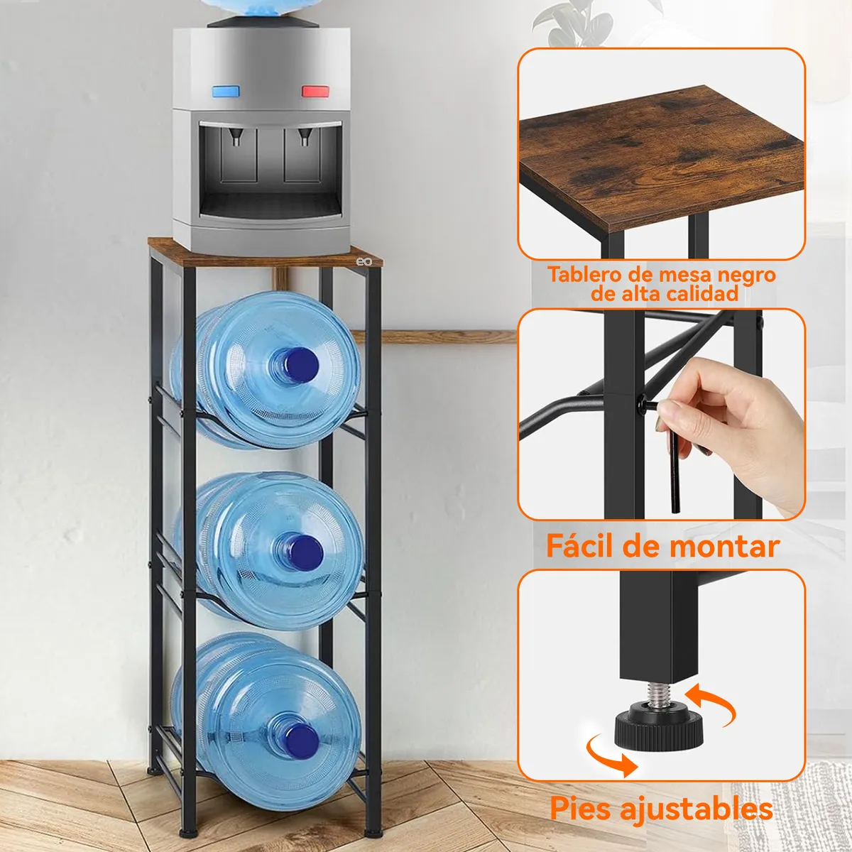 Rack Porta Garrafón Metálico 4 Niveles Para Garrafón De Agua