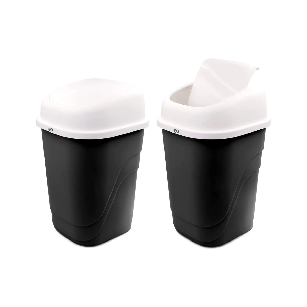 Bote De Basura Con Tapa Balancín Chico 2 Pack Color Negro